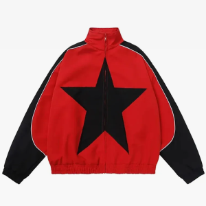 Y2K Star Jacket: Trendy Grunge Aesthetic Outerwear for Stylish Outfits