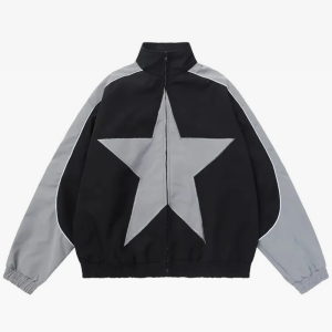 Y2K Star Jacket: Trendy Grunge Aesthetic Outerwear for Stylish Outfits