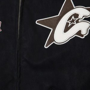 Y2K Star Jacket: Trendy Grunge Aesthetic Outerwear for Stylish Outfits