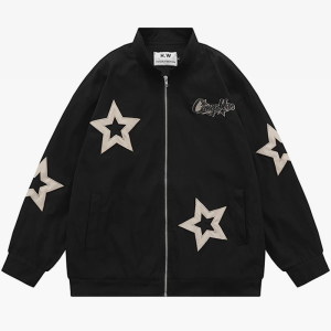 Y2K Star Jacket: Trendy Grunge Aesthetic Outerwear for Stylish Y2K Fashion Lovers