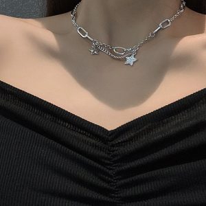 Y2K Star Necklace: Trendy Coquette Aesthetic Jewelry for Y2K Fashion Lovers