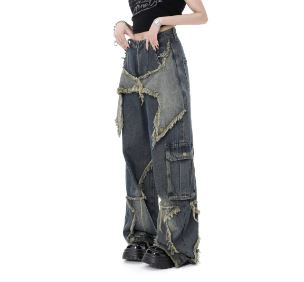 Y2K Star Pants: Trendy Grunge Aesthetic Cargo Pants for Stylish Outfits