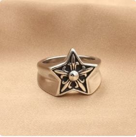 Y2K Star Pattern Ring - Trendy Coquette Aesthetic Jewelry for Y2K Fashion Lovers