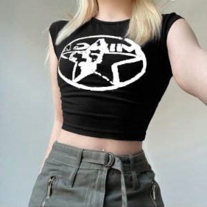 Y2K Star Print Tank Top - Trendy Y2K Aesthetic Crop Top for Stylish Outfits