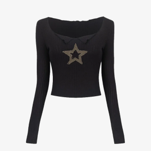 Y2K Star Shirt: Trendy Y2K Aesthetic Top for Grunge and Coquette Style Outfits