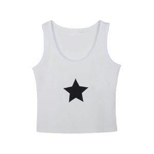 Y2K Star Tank Top - Trendy Aesthetic Crop Top for Y2K Fashion Lovers