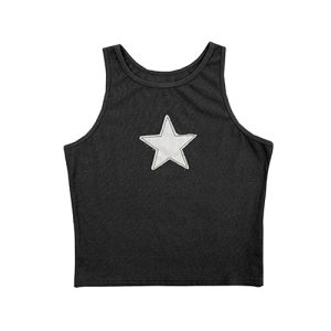 Y2K Star Tank Top - Trendy Aesthetic Crop Top for Y2K Fashion Lovers