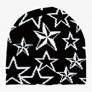 Y2K Stars Beanie: Trendy Coquette Aesthetic Accessory for Cute Outfits and Grunge Style