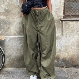 Y2K Streetwear Cargo Pants for Women - Trendy Grunge Aesthetic Bottoms for Stylish Outfits