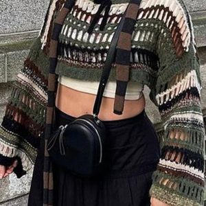 Y2K Striped Sweater: Retro-Inspired Cozy Top for Y2K Fashion Lovers and Aesthetic Outfits