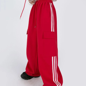 Y2K Striped Sweatpants for Comfy Aesthetic Outfits - Retro Grunge Style Essentials