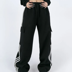 Y2K Striped Sweatpants for Comfy Aesthetic Outfits - Retro Grunge Style Essentials