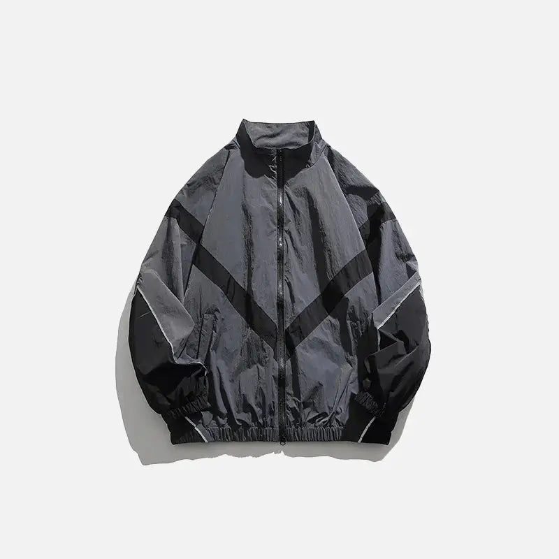 Y2K Striped Windbreaker Jacket - Retro Aesthetic Outerwear for Trendy Outfits