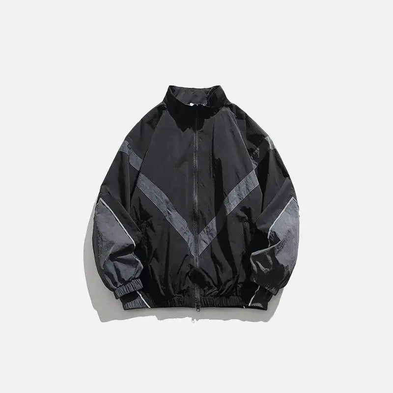 Y2K Striped Windbreaker Jacket - Retro Aesthetic Outerwear for Trendy Outfits