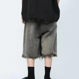 Y2K Style Men's Black Cargo Jorts - Trendy Grunge Aesthetic Shorts for Casual Outfits