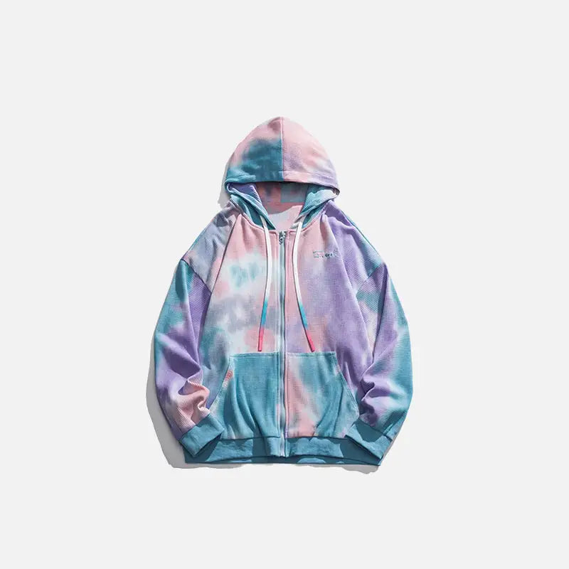 Y2K Tie Dye Zip-Up Hoodie: Trendy Grunge Aesthetic for Cozy, Stylish Outfits