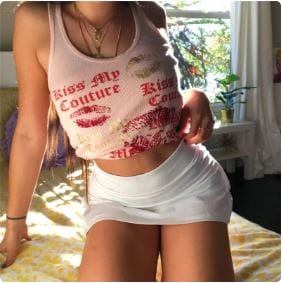 Y2K Vintage Pink Tank Top - Cute Aesthetic Tee for Coquette and Grunge Styles