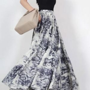 Y2K Vintage Print Cargo Skirt for Coquette Aesthetic and Grunge Style Outfits