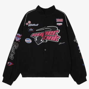 Y2K Vintage Racer Jacket - Retro Grunge Style Outerwear for Aesthetic Outfits