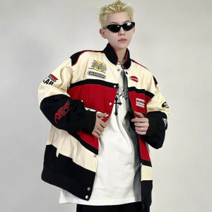 Y2K Vintage Racing Jacket: Retro Aesthetic Outerwear for Trendy Outfits