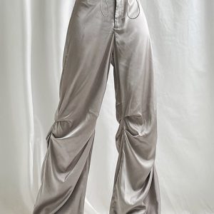 Y2K Vintage Satin Pants for Chic Coquette Aesthetic and Trendy Grunge Style Outfits