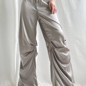 Y2K Vintage Satin Pants for Chic Coquette Aesthetic and Trendy Grunge Style Outfits