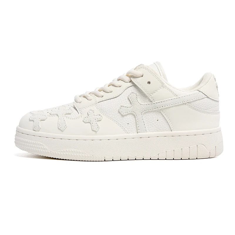 Y2K White Cross Sneakers: Trendy Y2K Aesthetic Footwear for Stylish Outfits