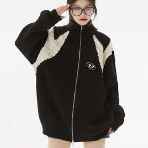 Y2K Zip Through Knit Hoodie - Trendy Coquette Aesthetic for Effortless Style